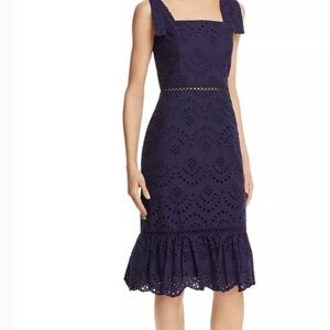 Elegant Navy Eyelet Dress